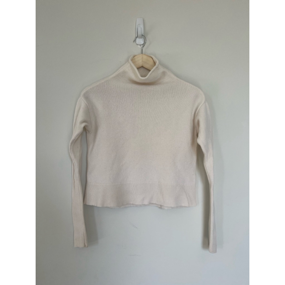 Women's Aritzia Wilfred Cyprie Cream 100% Merino Wool Turtleneck Sweater XXS